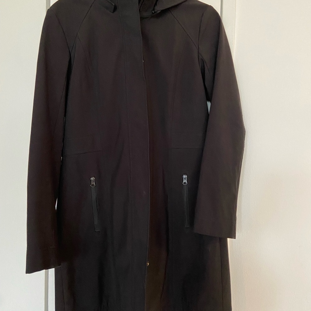 Women’s Black Long Hooded Trench Coat Coat